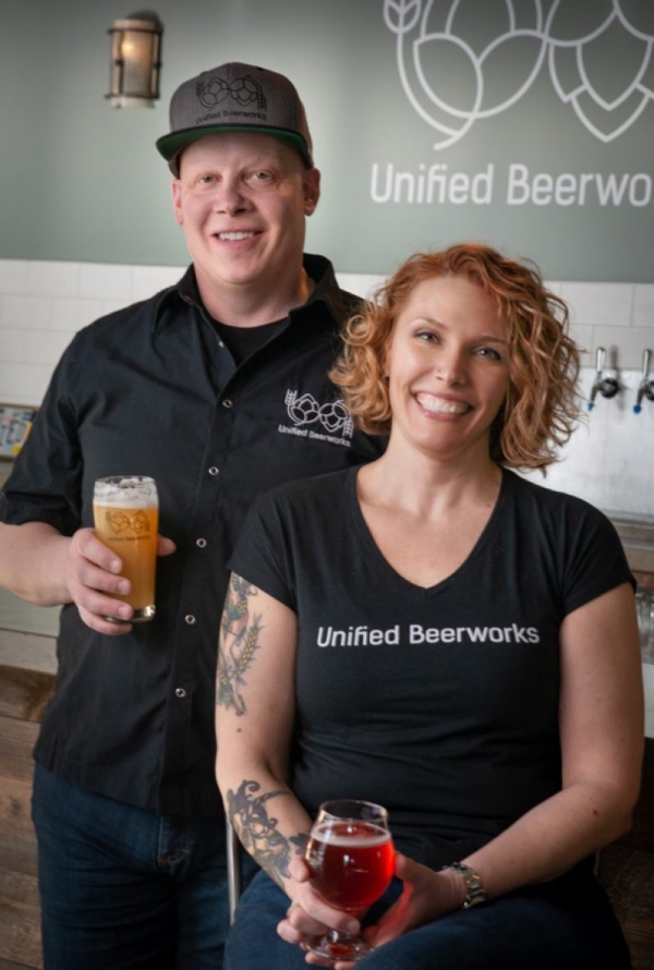 Owners of Unified Beer Works - husband and wife Jeff Mannion and Erika Anderson. Photo provided.