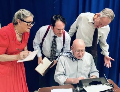 (L to R) Dianne O’Neill, Joe Frederick, Michael J. Madsen, and John Love in Moonlight and Magnolias. Photo Credit: Dawn Oesch.