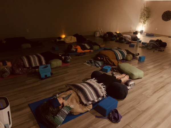 Restorative Yoga, a very popular class at the studio. 